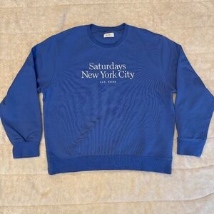 Saturdays NYC Bowery Miller Embroidered Crewneck Sweatshirt - XL - Blue